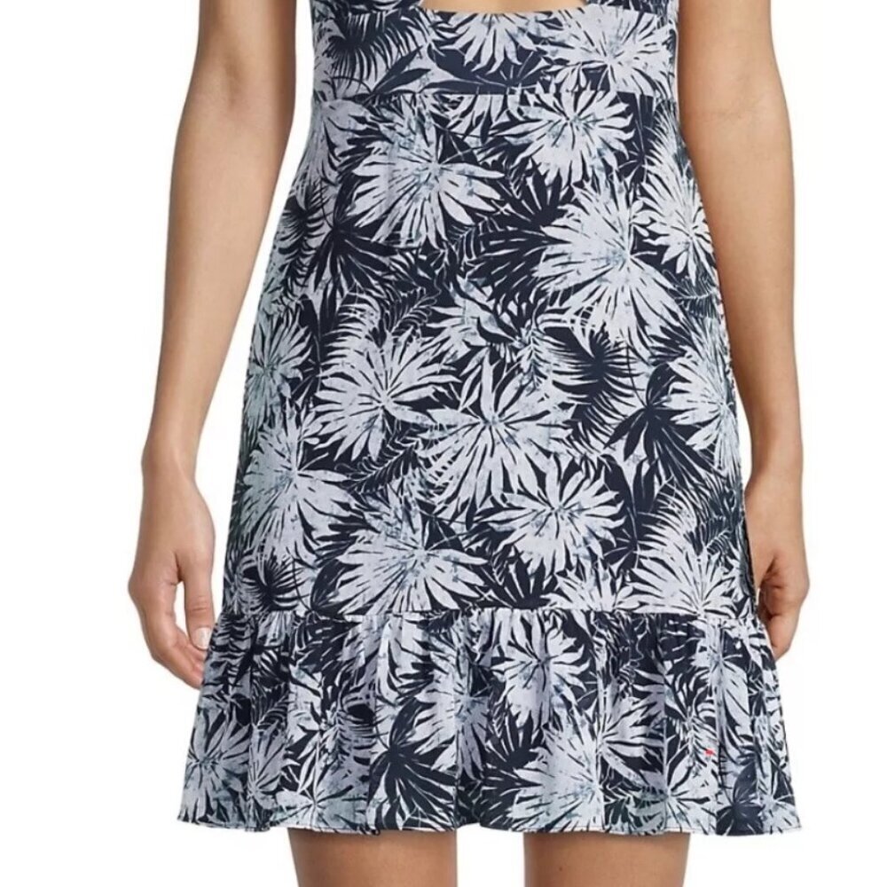 Michael Kors Dress Size 14 Blue Floral Print Front Keyhole Short Summer/Vacation - Picture 2 of 7
